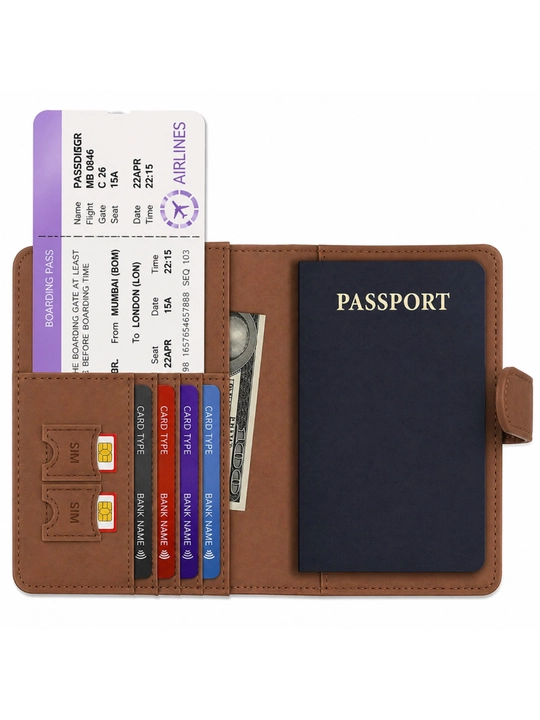 Обложка для паспорта Travel из эко-кожи, с застёжкой, 9 карманов