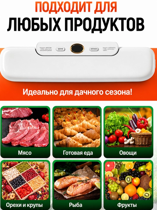 Вакуумный упаковщик, вакууматор для продуктов, ручной запайщик пакетов