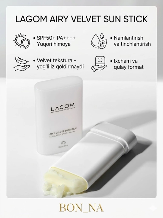 Lagom SPF 50+ PA++++ quyoshdan himoya kremi, yuz uchun - 