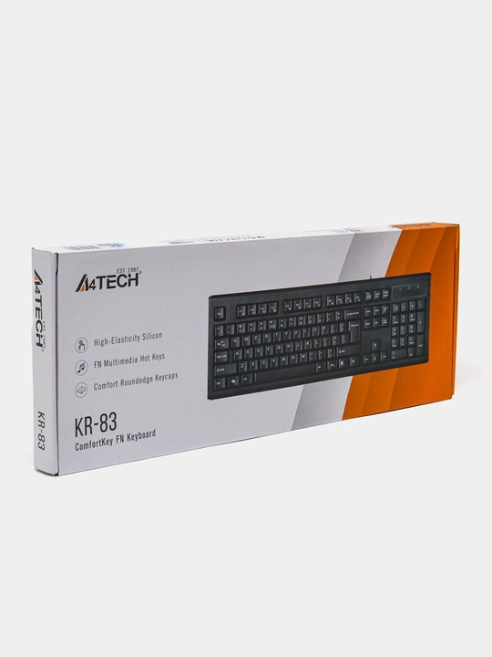 Компьютерная клавиатура A4TECH KR-83 USB проводная черная, для дома и офиса