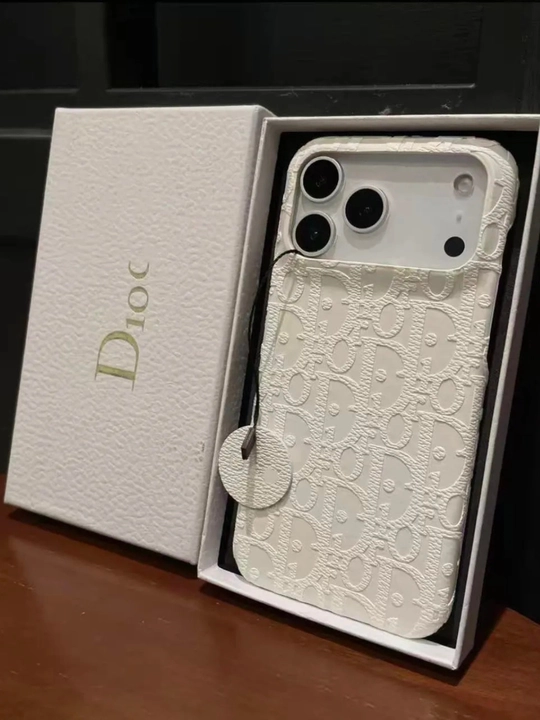 Премиальный чехол для телефона Dior с монограммой, белый, люкс (с коробкой) - 