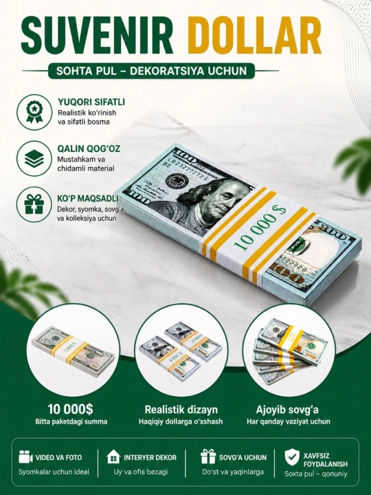 Soxta pul,suvenirlar,Dollar,Suviner,Dollar esdalik sovg'asi soxta pul - 