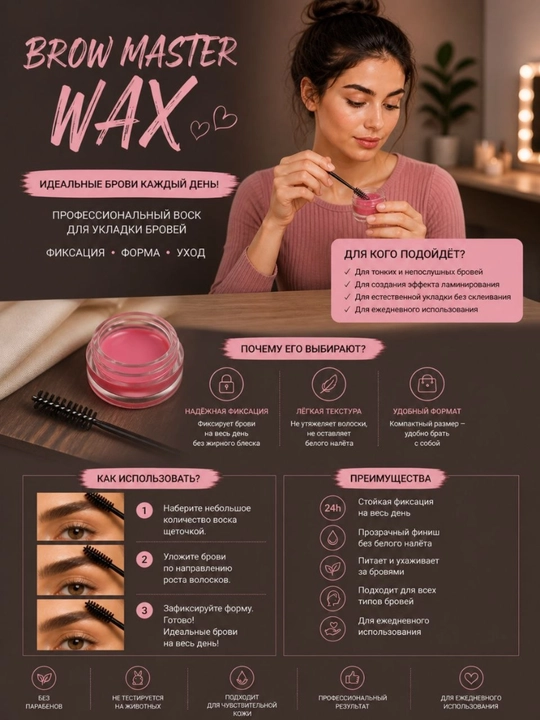 Гель для фиксации и моделирования бровей My note Brow Master Wax