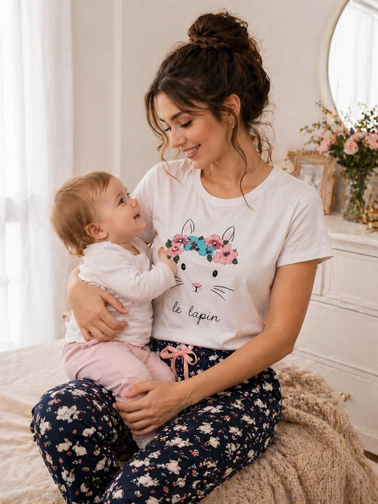 Ayollar pijamasi Le Lapin, yumshoq va nafas oluvchi uy kiyimi, qulay uxlash kostyumi