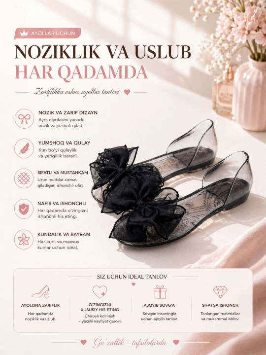 Женские прозрачные балетки с бантом летние силиконовые сандалии, jelly shoes пляжная обувь
