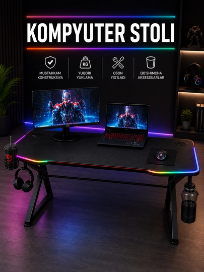 Игровые компьютерные столы для геймеров Cyberdesk — BOON7-GAME-ЧЕРН