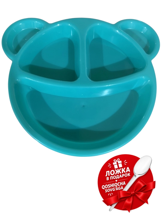 BPA FREE plastikdan tayyorlangan bolalar likopchasi, qo‘shimcha ovqat, kichkintoylar uchun idish-tovoqlar, bo‘tqa va pyure