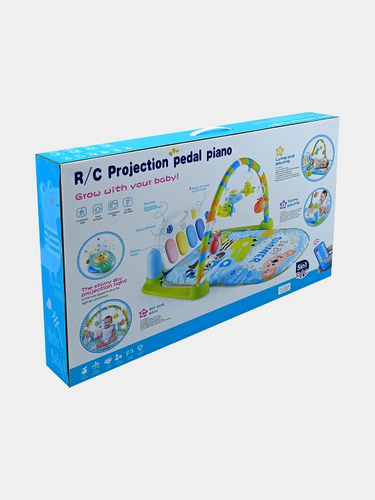 Детский развивающий коврик-пианино, с проектором и пультом (5 в 1)