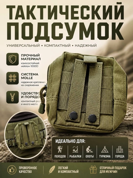 Сумка тактическая EDC через плечо компактная с карманами мужская - 