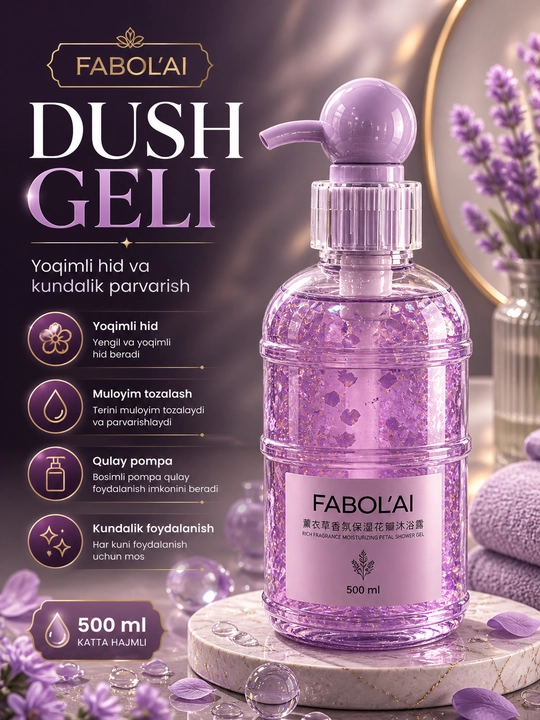 FABOL’AI xushbo‘y dush geli, kundalik foydalanish uchun, 500 ml
