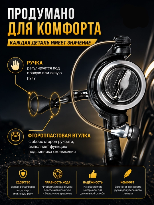 Катушка рыболовная для рыбалки, спиннинга, фидера, безынерционная, 1000-18000
