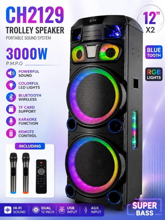 Колонка CH2129 Bluetooth, мощный бас, USB - 