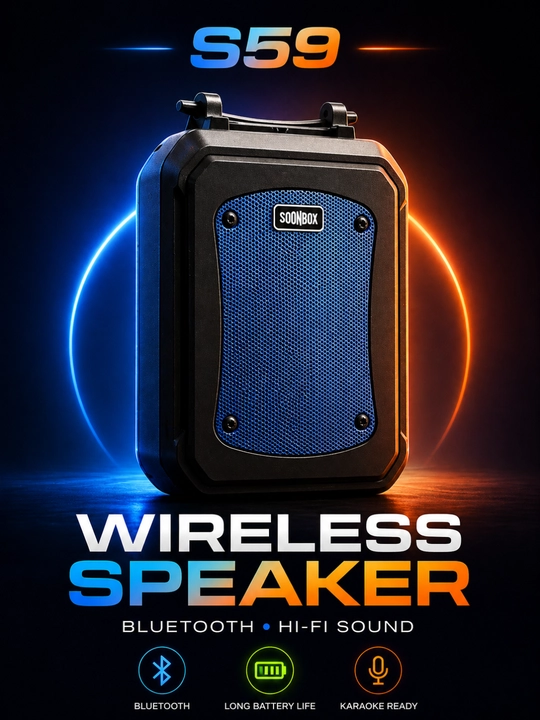 Колонка S59 караоке Bluetooth, 2 микрофона, RGB - 