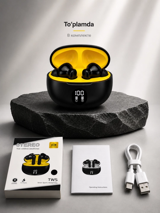 Simsiz Bluetooth quloqchin, kuchli bass, LED displey, tez ulanish