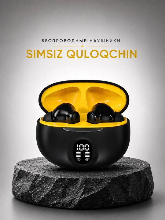 Simsiz Bluetooth quloqchin, kuchli bass, LED displey, tez ulanish - 