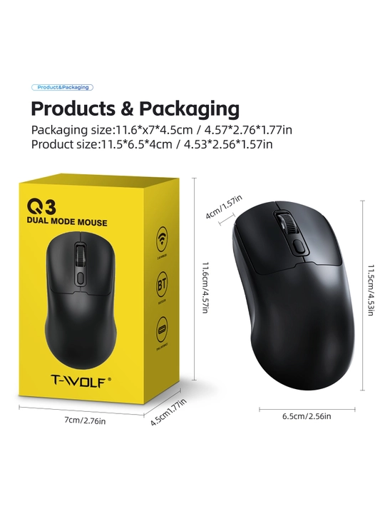 Simsiz sichqoncha T-WOLF Q3, 2.4G, ergonomik, shovqinsiz, USB, noutbuk va kompyuter uchun