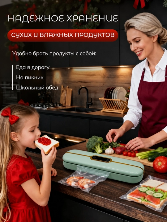Sonifer vakuumatori, vakuum qadoqlagichi va turli o‘lchamdagi vakuumator qoplar