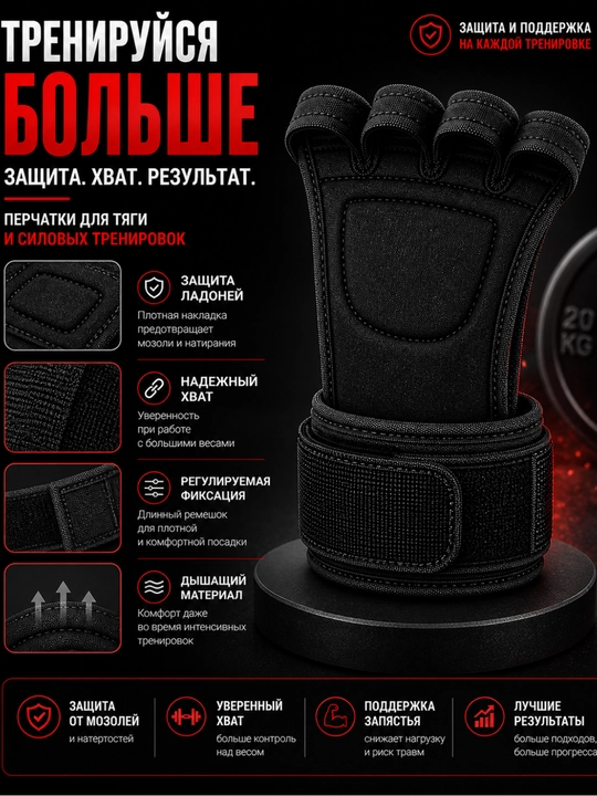 Перчатки для фитнеса и зала с фиксацией запястья UltraSport - 