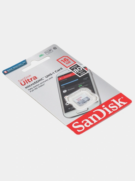 Карта SanDisk Ultra microSD, 16 гб