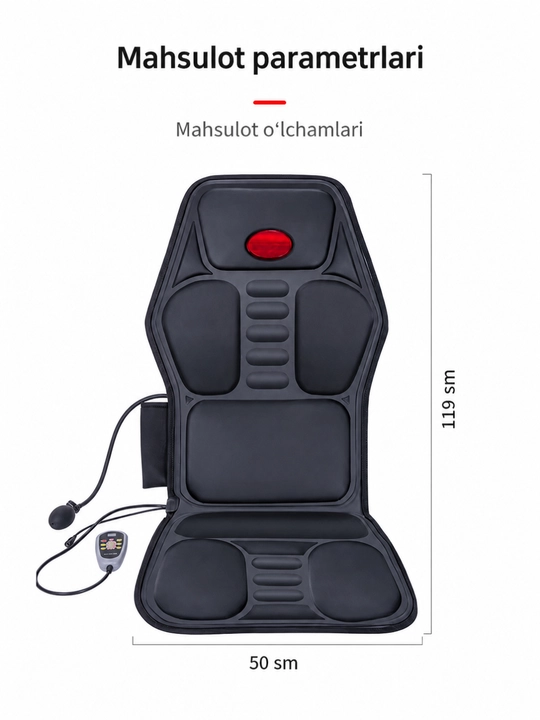 Avtomobil va uy uchun massaj yostig‘i – Airbag funksiyali, isitish va vibratsiya