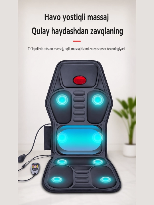 Avtomobil va uy uchun massaj yostig‘i – Airbag funksiyali, isitish va vibratsiya