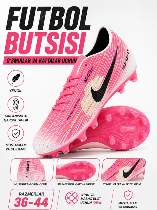 Futbol butsasi universal, o‘smir va kattalar uchun, yengil va qulay, sirpanmaydi - 