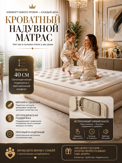 Надувной матрас с автоматическим насосом, работающим от батареек