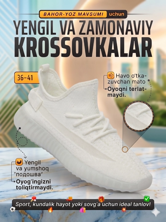 Ezzy, Yezzy erkaklar va ayollar uchun yengil krossovkalar, 36-41