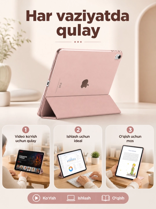 IPad Smart Case 10/11, Air 4/5/6/7 M2/M3 – Magnitli, 360° aylanuvchi