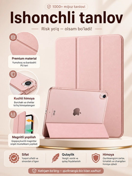 IPad Smart Case 10/11, Air 4/5/6/7 M2/M3 – Magnitli, 360° aylanuvchi