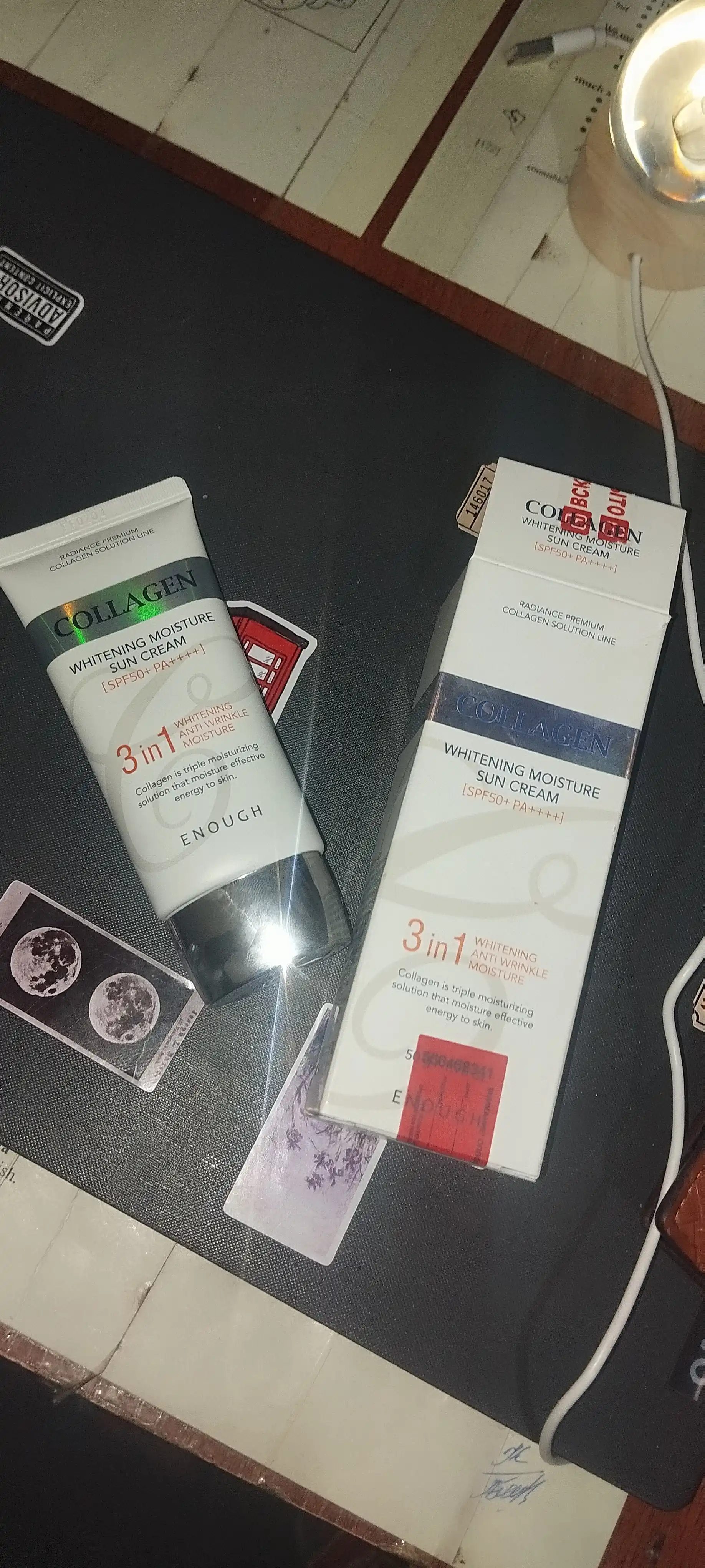Quyoshdan himoya kremi Enough 3 in 1 Whitening Sun Cream SPF50/PA+ kollagen bilan, 50 ml