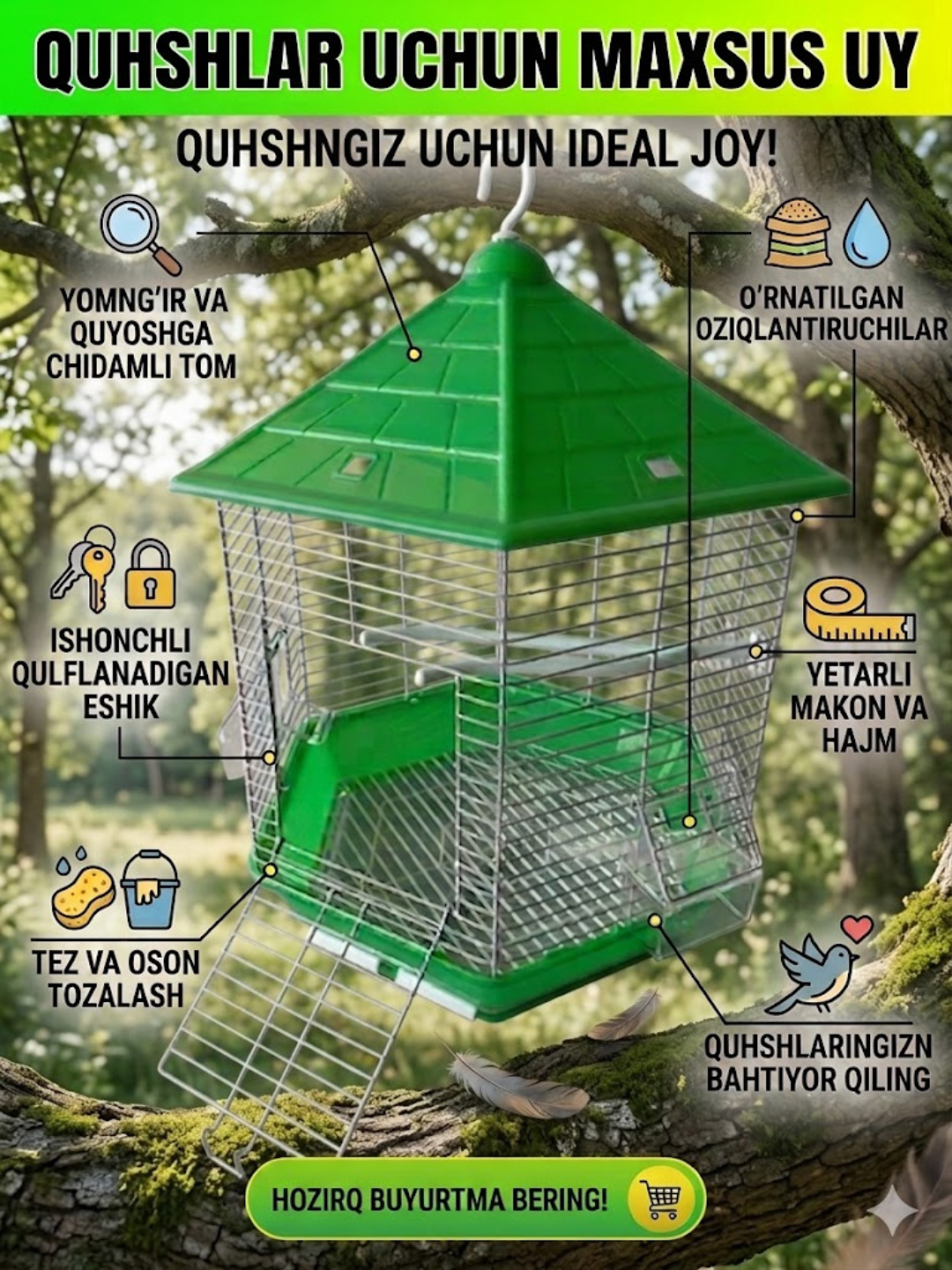 Qushlar uchun qafas" Besedka" 40*40*60sm - 