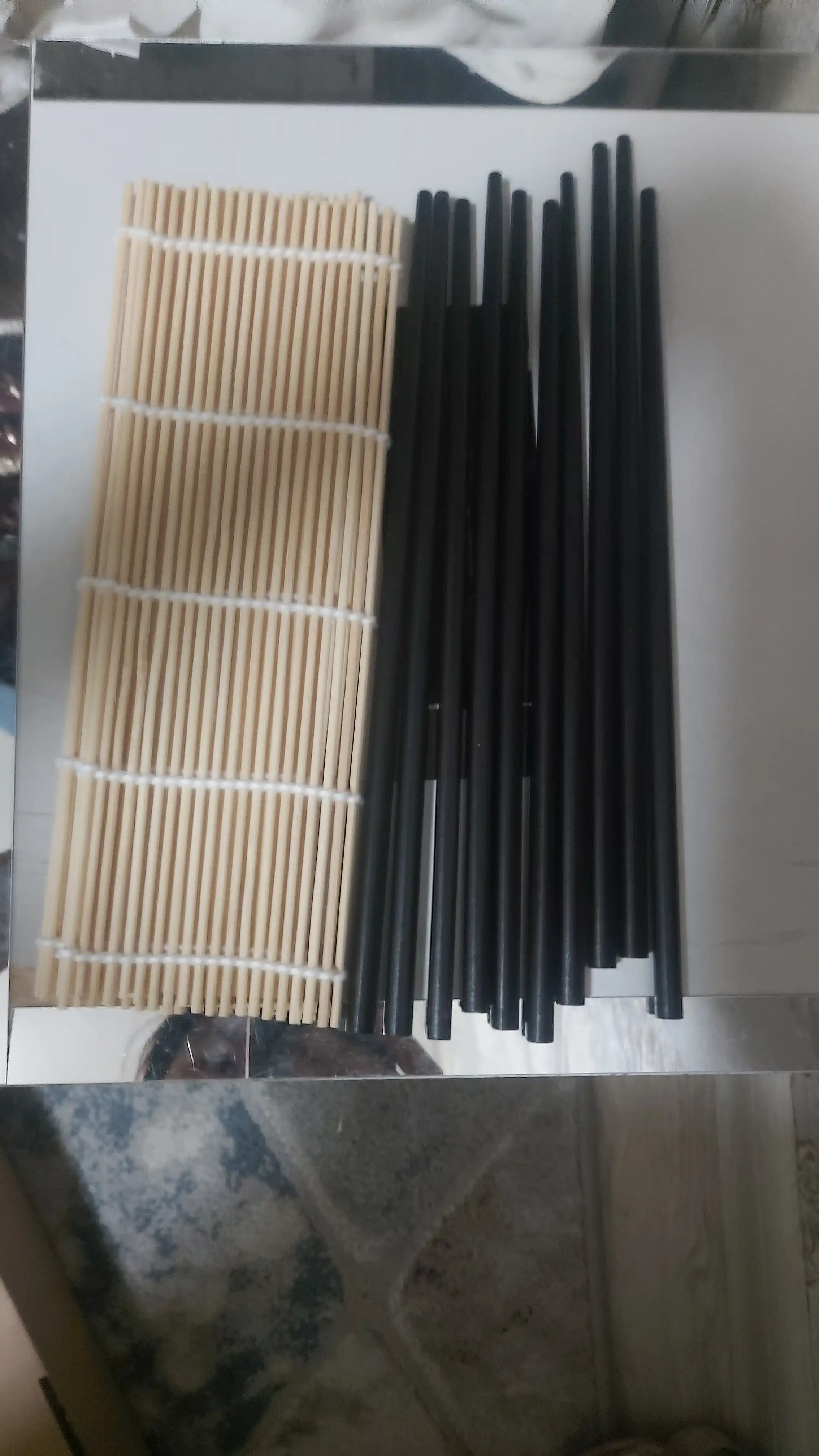 Rulon va sushi uchun bambuk gilamcha, sushi uchun bo‘yra, 24 * 24 sm