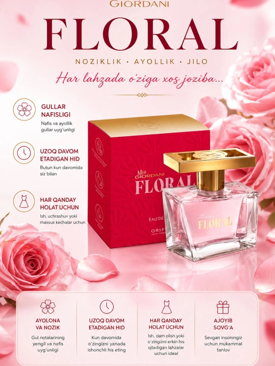 Miss Giordani Floral ayollar uchun parfyumlangan suv 50 ml - 