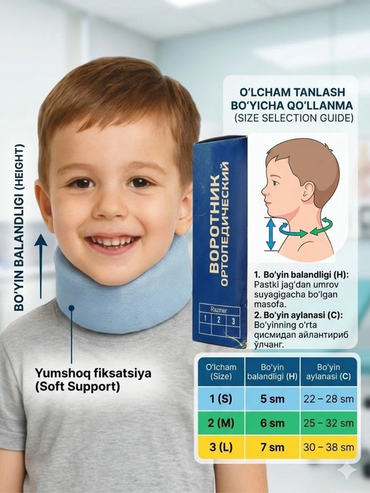 Bolalar uchun bo‘yin ortopedik yoqasi, yumshoq va qulay Shants yoqasi