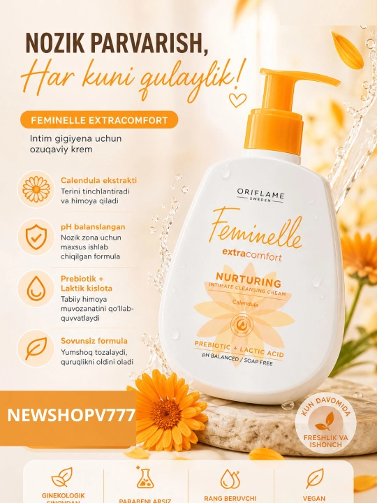 Feminelle Intimate Gel ayollar va qizlar uchun yuvinish geli 300 ml - 