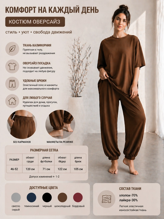 Женский костюм оверсайз, для дома и прогулок, футболка и брюки султанка