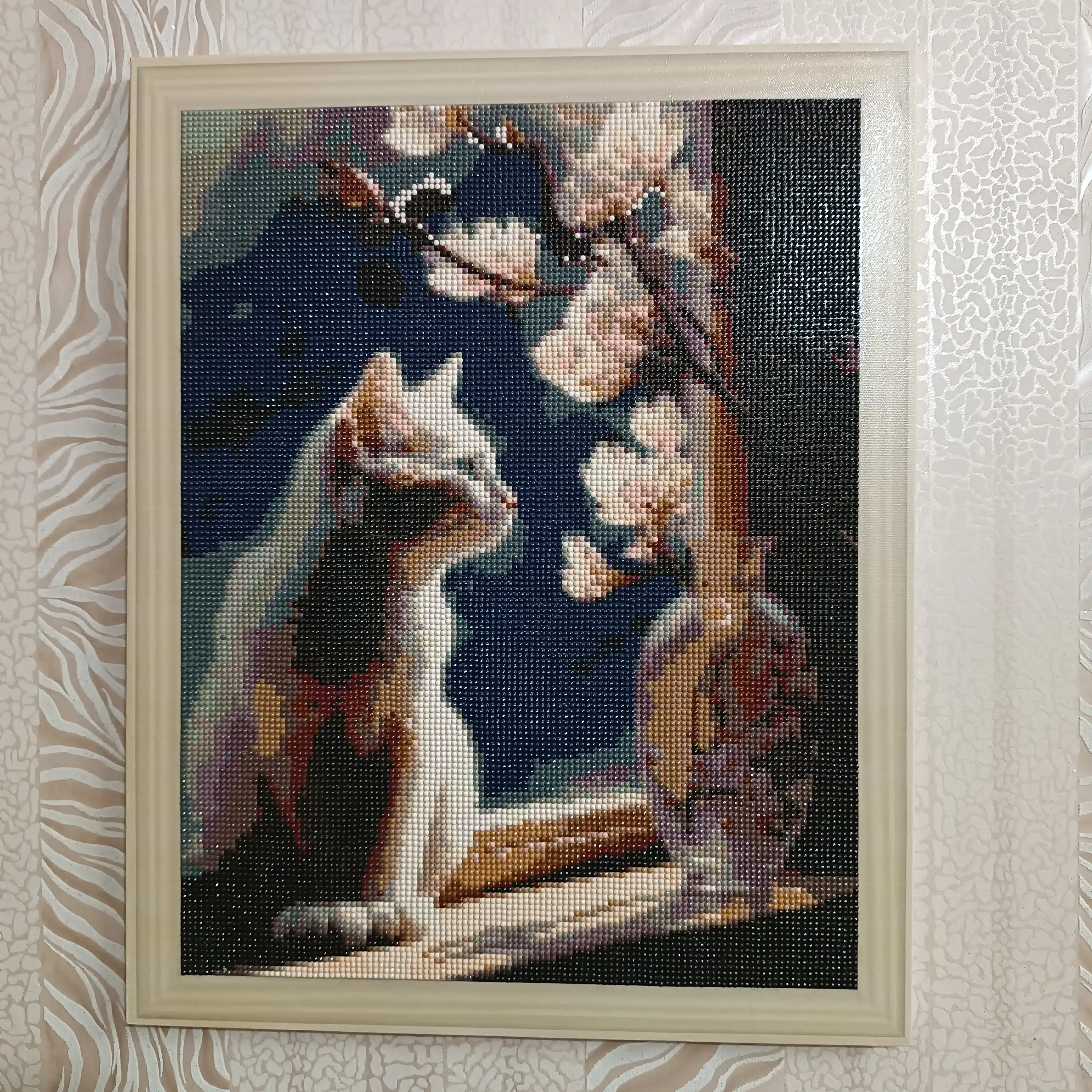 Olmosli mozaika, almazniy mazayka "HAYVONLAR" mavzusida, ramkaga tortilgan, 40*50 sm