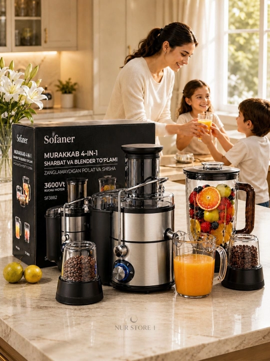 BOSCH Комбайн для кухни, 4 в 1, измельчитель, соковыжималка, чоппер, блендер, кофемолка - 