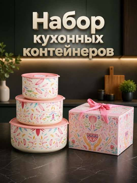 "Matryoshka" keramik konteynerlar to‘plami, 3 dona - 