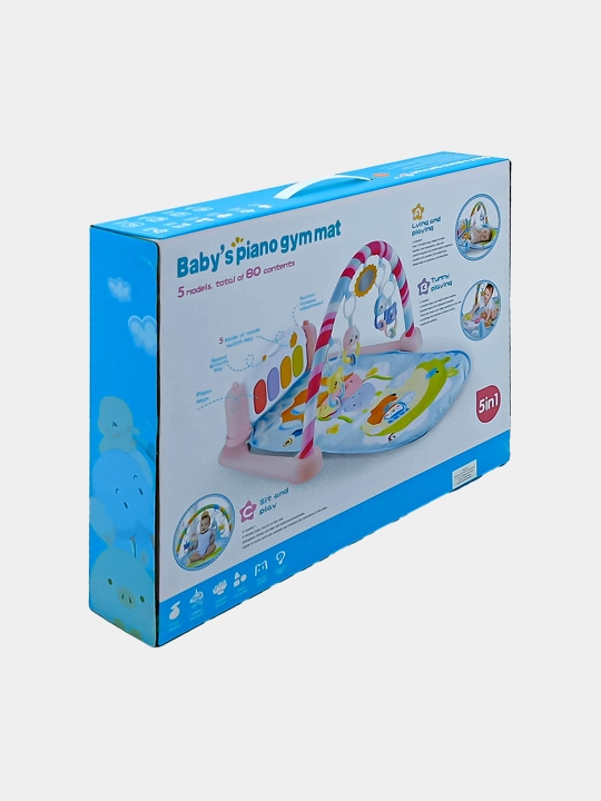 5 in 1 pianino bilan rivojlantiruvchi gilamcha Baby's Piano Gym Mat (Ko'k/Pushti)