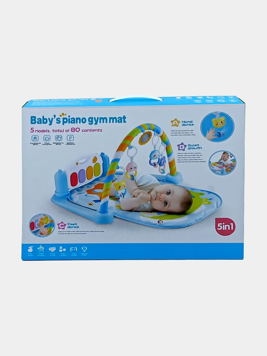 5 in 1 pianino bilan rivojlantiruvchi gilamcha Baby's Piano Gym Mat (Ko'k/Pushti)