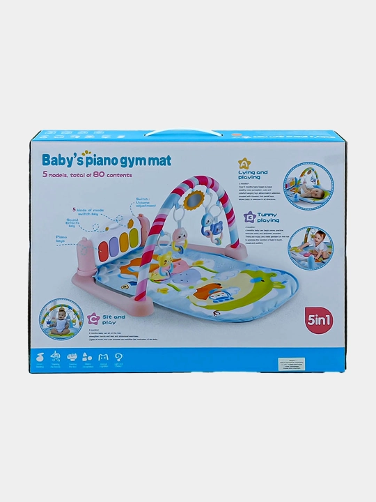 5 in 1 pianino bilan rivojlantiruvchi gilamcha Baby's Piano Gym Mat (Ko'k/Pushti)