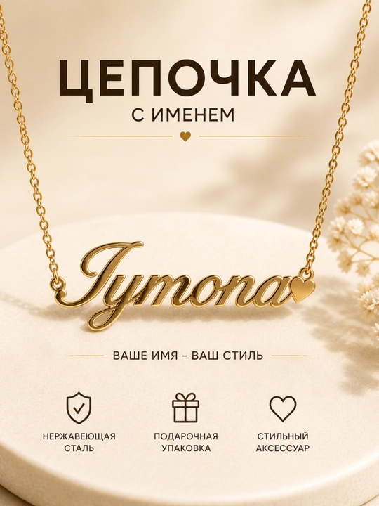 Именная цепочка, нержавеющая сталь, украшения на шею, бижутерия, женская цепочка с кулоном - 