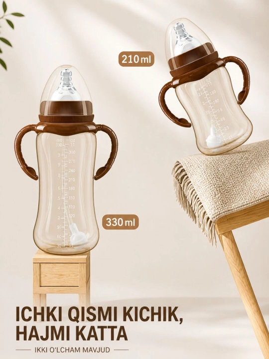 Chaqaloqlar uchun qulay va xavfsiz oziqlantirish butilkasi
