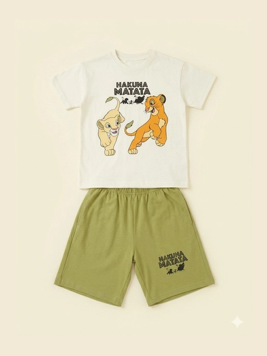 Bolalar yozgi kostyumi (mayka + shortik) - 92% paxta, 110-128 o‘lcham - 