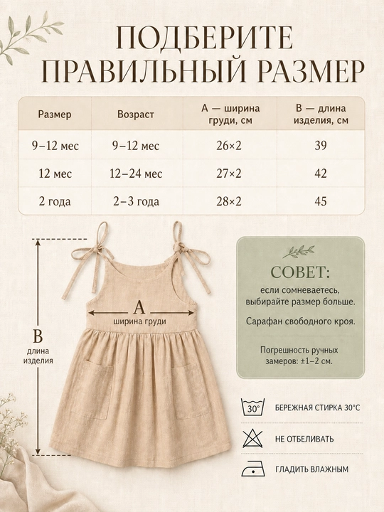 Льняной сарафан для девочки, летнее платье на завязках с карманами