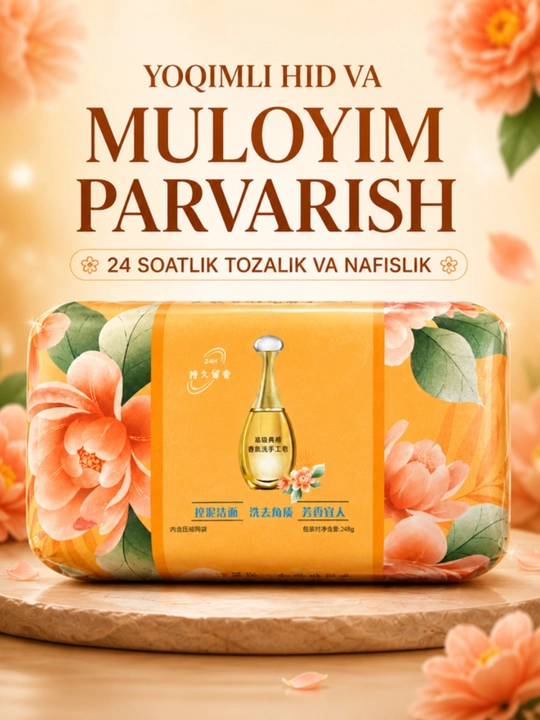 Tabiiy xo‘shbo‘y atir sovun, kosmetik sovun – nafis hid va mukammal tozalik bir sovunda - 