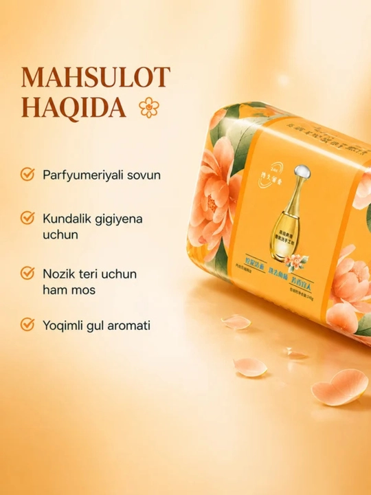 Tabiiy xo‘shbo‘y atir sovun, kosmetik sovun – nafis hid va mukammal tozalik bir sovunda