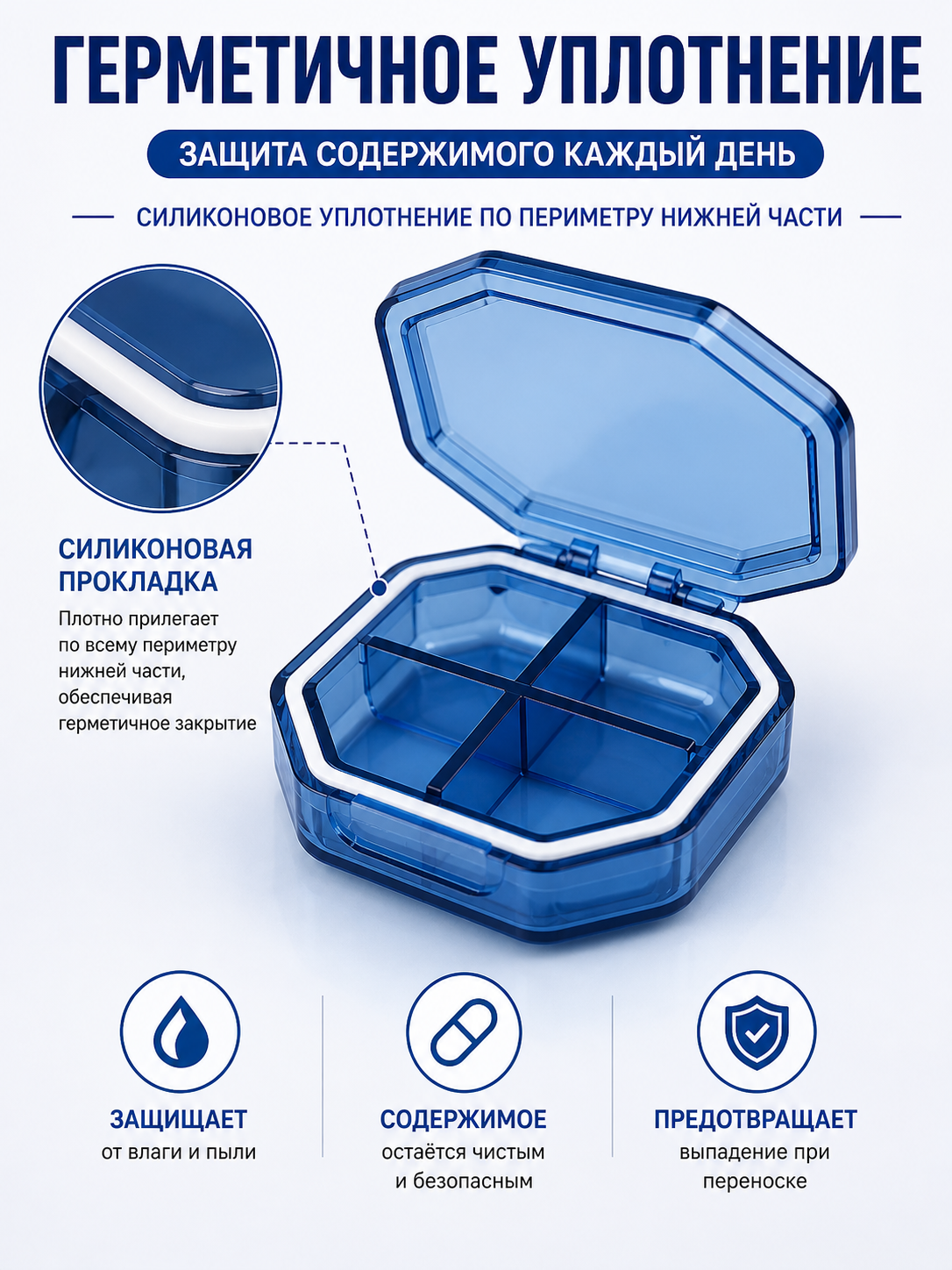 Tabletka qutisi, tabletkalar uchun organayzer, dorilar uchun idish, vitaminlar uchun quti